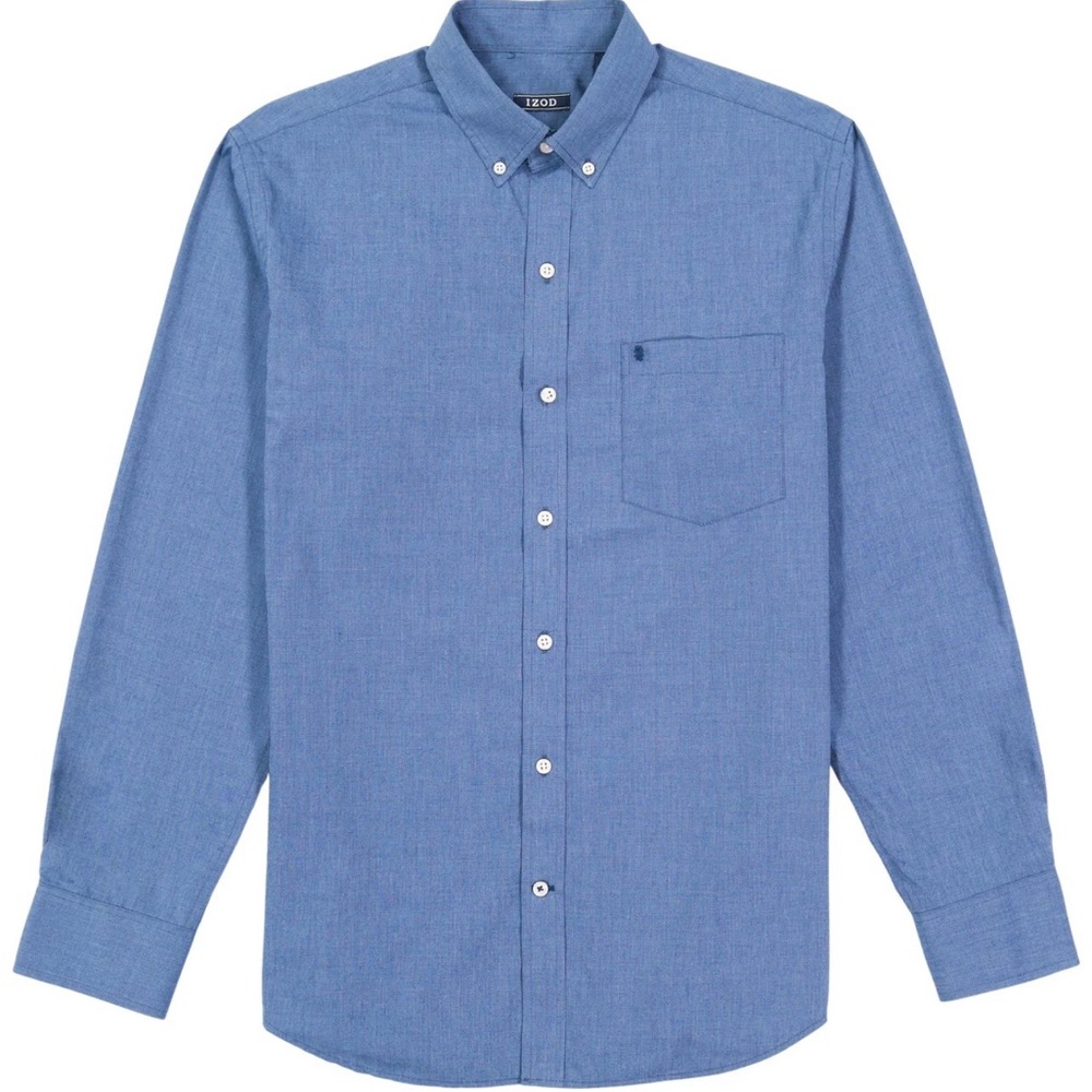 Izod Men's Light Blue Long-Sleeve Button-Down Shirt size 17 1/2 34/35